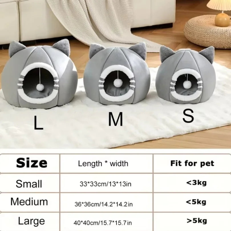 Cama Toca Aconchegante para Gatos e Cães Pequenos, Formato Casinha em Pelúcia