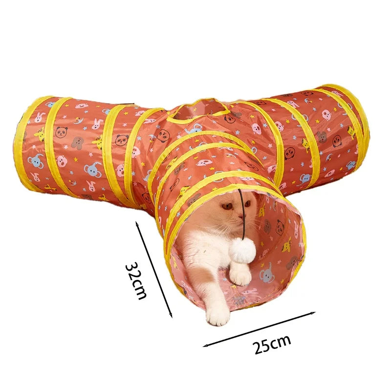 Túnel Dobrável para Gatos, Brinquedo Interativo Contra o Tédio Felino