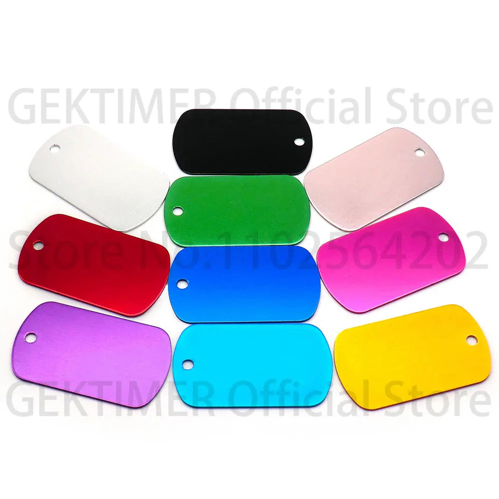 20pcs Aluminum Blank Rectangular Pet Dog Tag Custom Laser Engraved Plate Jewelry Pendant Keyring Necklace Cat Collar Accessories