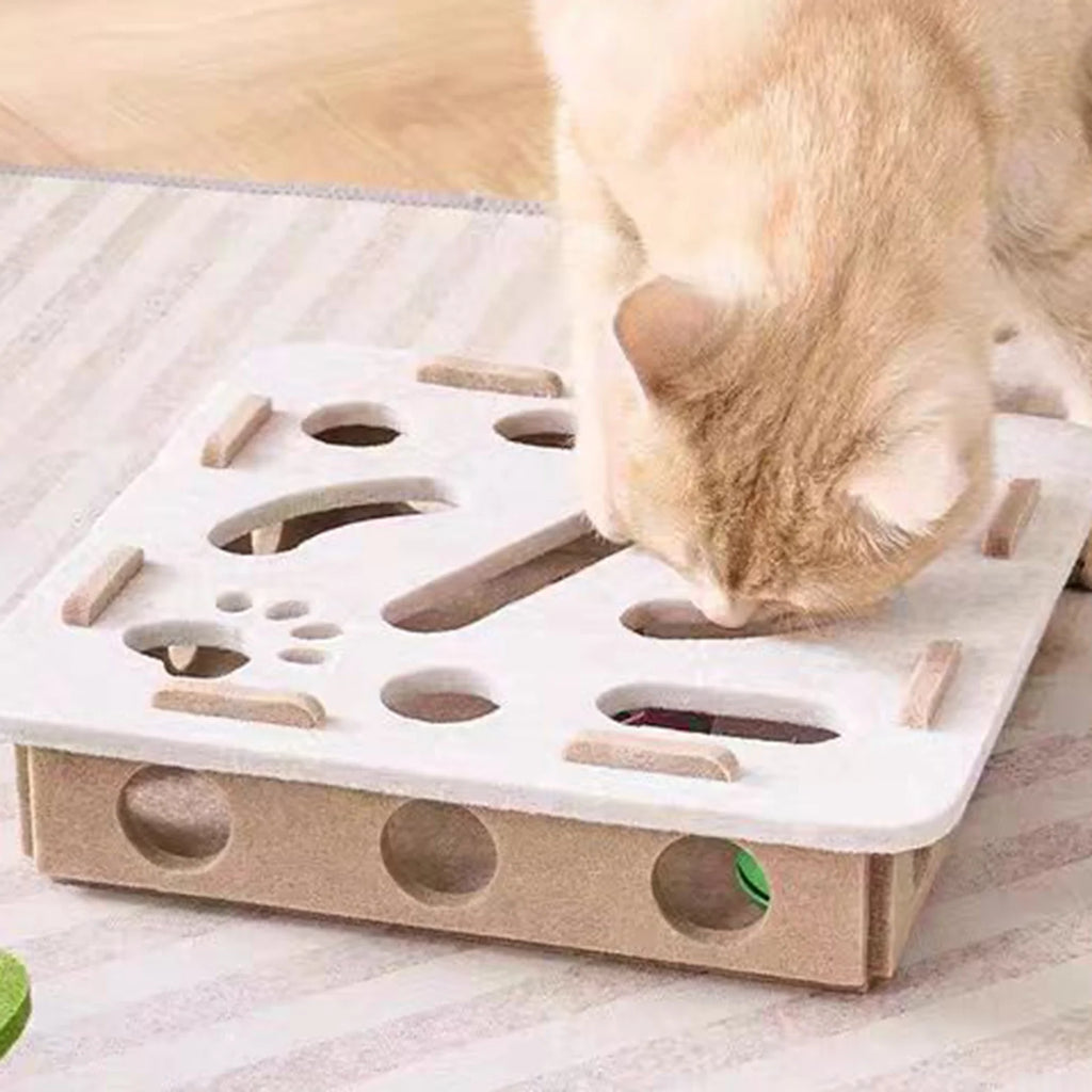 Caixa Quebra-Cabeça em Feltro para Gatos com Bolinha, Estímulo Mental Indoor