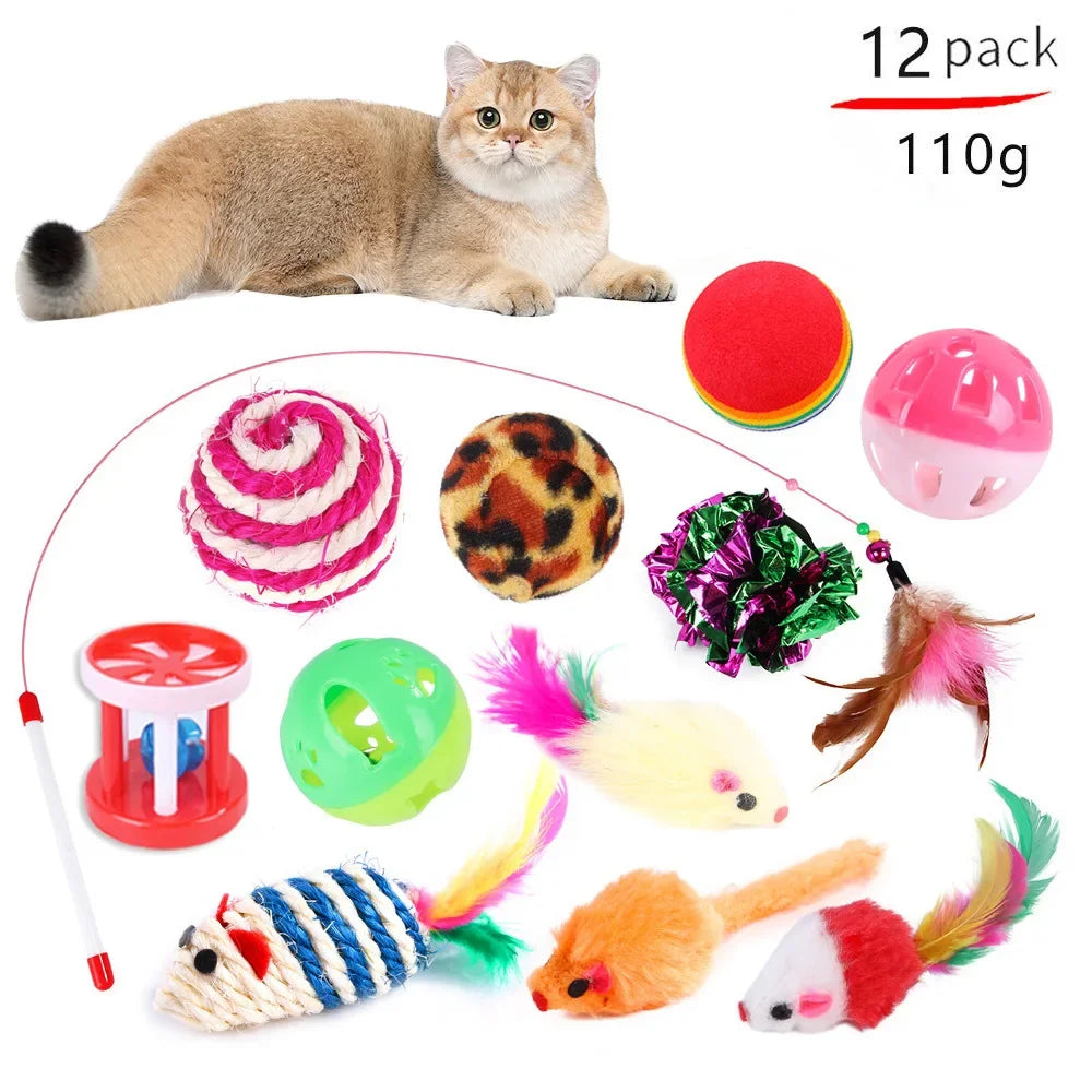 Cat Toys Kit: Foldable Tunnel, Mouse Balls, and Interactive Fish