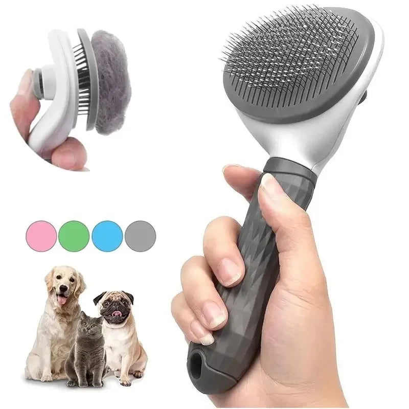 Escova de Autolimpeza para Cães e Gatos, Remove Pelos e Nós