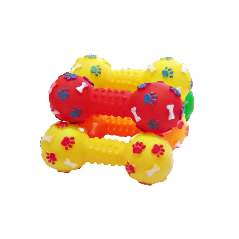 New Pet Dog Squeaky Toy - Dumbbell & Bone Shape Chew Toy for Puppies Adult Dogs, Durable Teething Molar Teeth Cleaning Toy,
