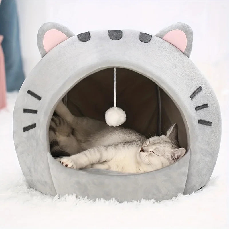 Cama Toca Aconchegante para Gatos e Cães Pequenos, Formato Casinha em Pelúcia