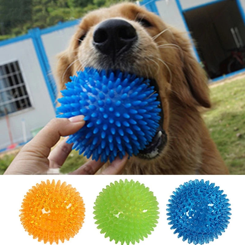 Bola de Borracha com Apito para Cães e Gatos, Brinquedo Mastigável para Limpeza dos Dentes