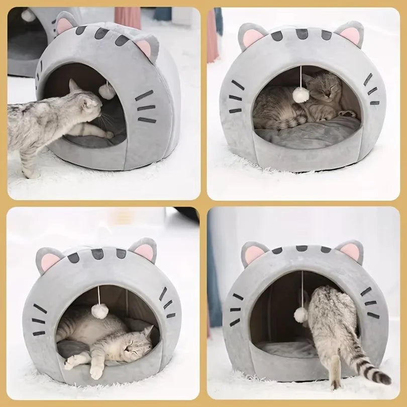 Cama Toca Aconchegante para Gatos e Cães Pequenos, Formato Casinha em Pelúcia