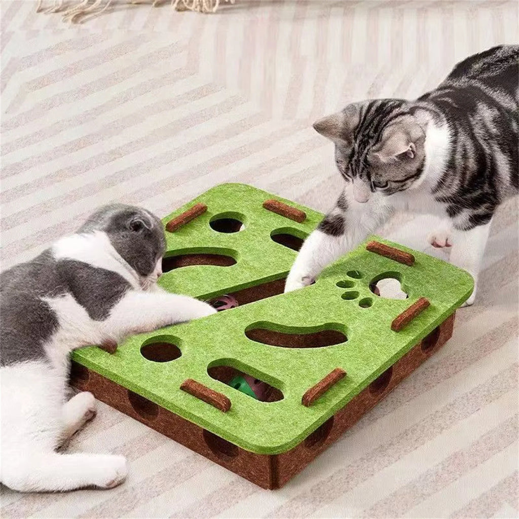 Caixa Quebra-Cabeça em Feltro para Gatos com Bolinha, Estímulo Mental Indoor
