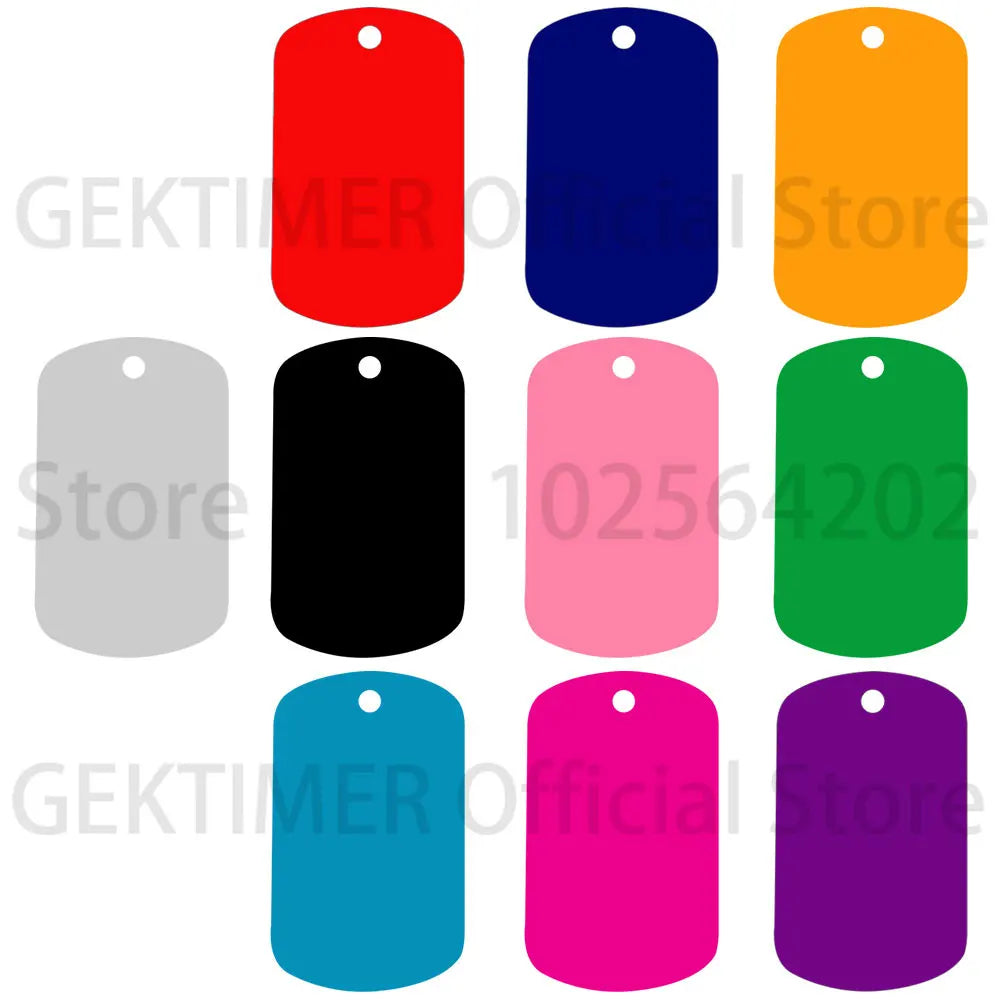 20pcs Aluminum Blank Rectangular Pet Dog Tag Custom Laser Engraved Plate Jewelry Pendant Keyring Necklace Cat Collar Accessories