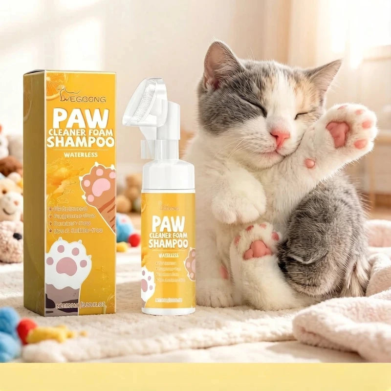 Espuma de Limpeza a Seco para Patas de Cães e Gatos, 100ml, Suave e Elimina Odores