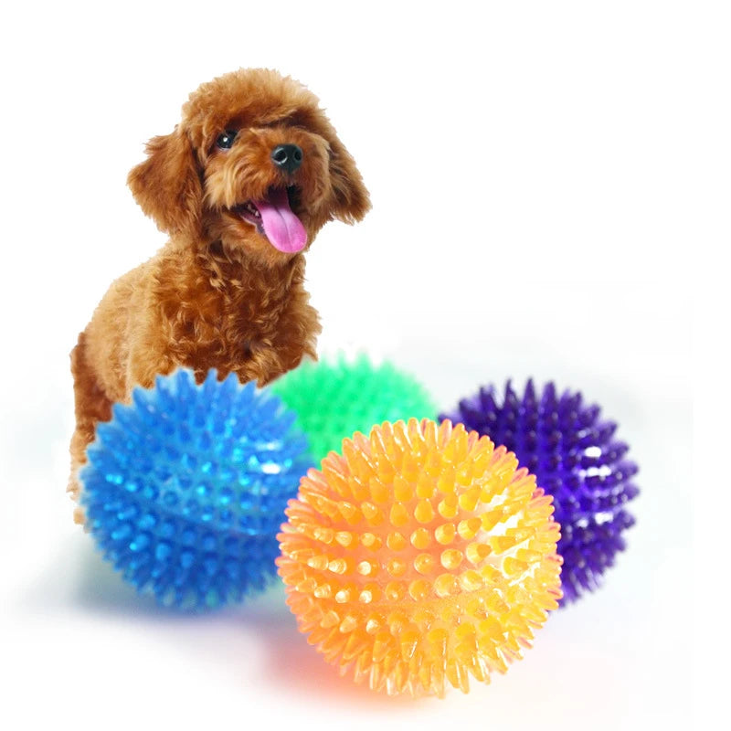 Bola de Borracha com Apito para Cães e Gatos, Brinquedo Mastigável para Limpeza dos Dentes