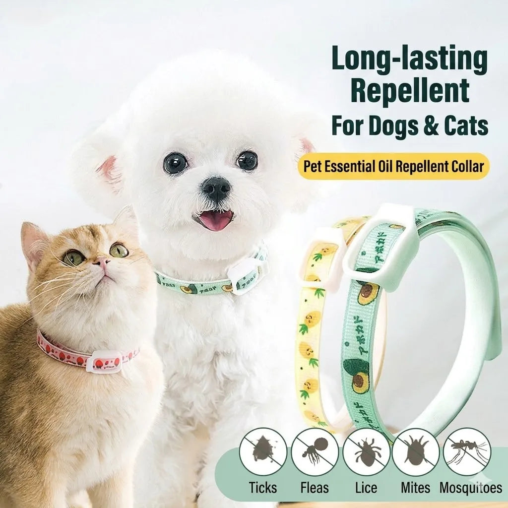 Coleira com Óleo Essencial Antipulgas para Cães e Gatos, Proteção Externa Primavera/Verão