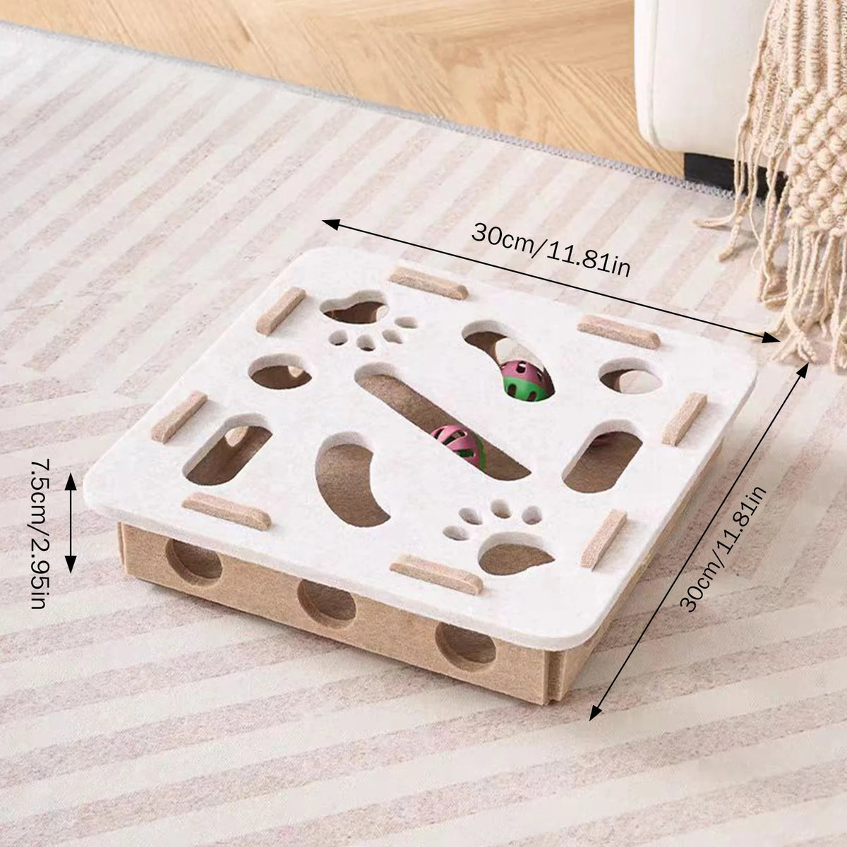 Felt Puzzle Box for Cats with Ball, Indoor Mental Stimulation
