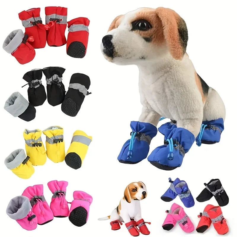 Kit 4 Sapatinhos Impermeáveis Antiderrapantes para Cães Pequenos e Filhotes