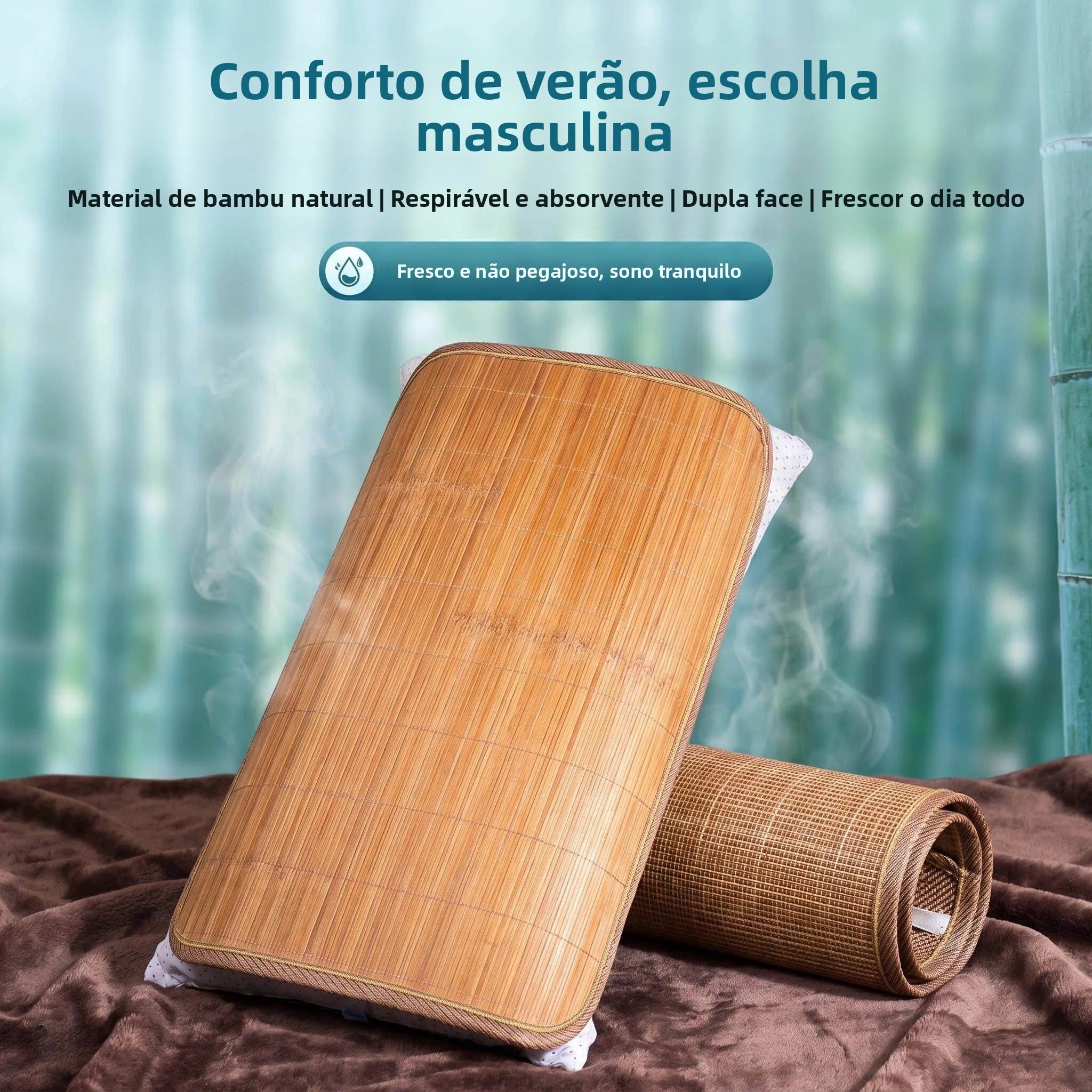 Men's Anti-Oil Anti-Flea Cool Feeling Bamboo Pillowcase Non-Slip Durable Single Pack Comfortable Breathable Pillow Cover