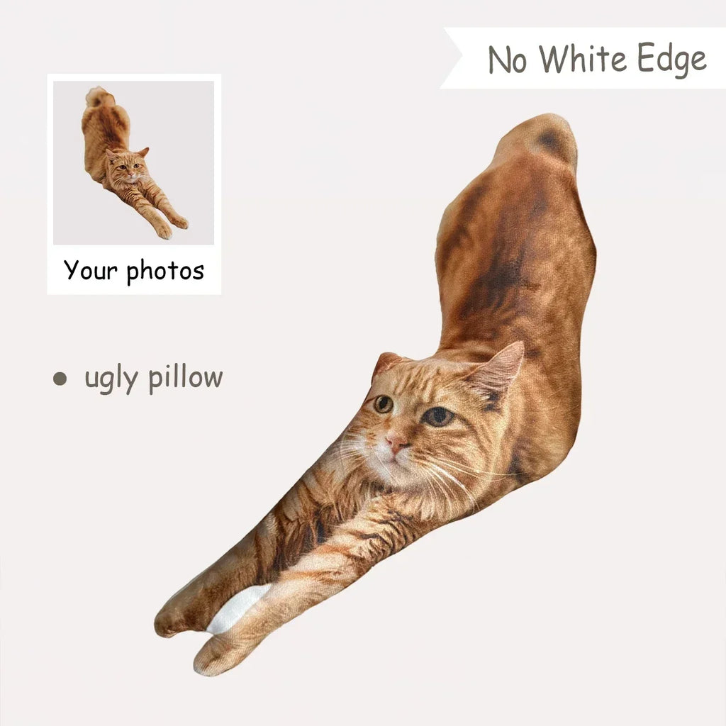 Almofada 3D Personalizada do Seu Pet com Foto, Pelúcia Divertida Gato ou Cachorro, Presente Memorial
