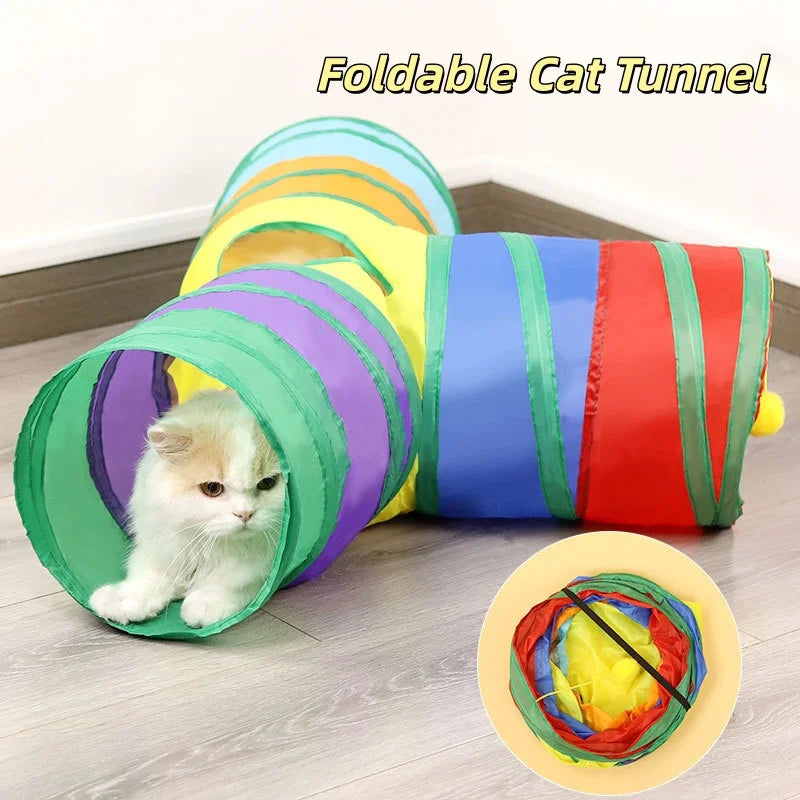 Túnel Dobrável para Gatos, Brinquedo Interativo Contra o Tédio Felino