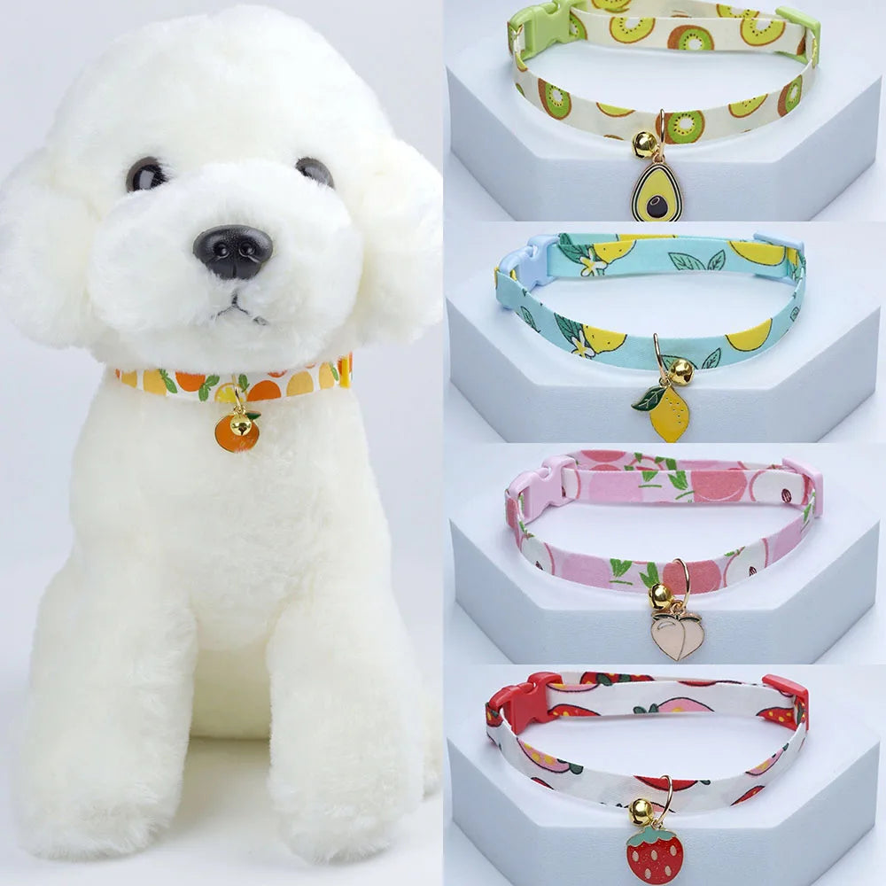 Coleira Fofa Kawaii com Sininho para Gatos e Cães Pequenos, Estampa de Flor, Ajustável