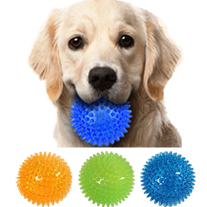 Bola de Borracha com Apito para Cães e Gatos, Brinquedo Mastigável para Limpeza dos Dentes