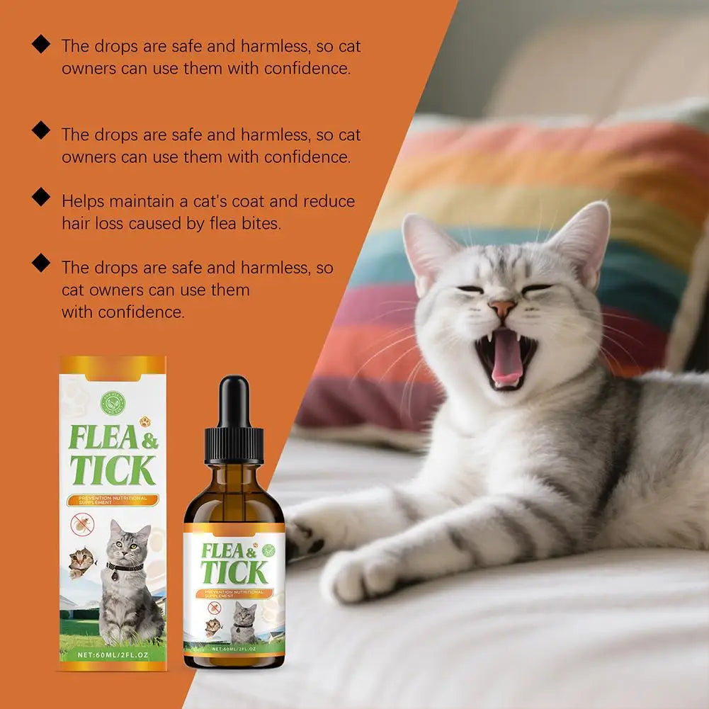 Gotas Antipulgas para Gatos 60ml, Proteção Completa e Cuidado Natural com a Saúde do Pet