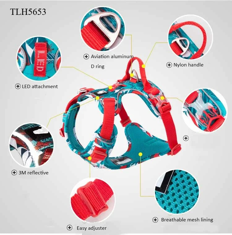 Truelove Pet Harness Fashionable Nylon Durable Dog Harness Reflective Breathable Padded Training Vest Luxury Pet Accessories