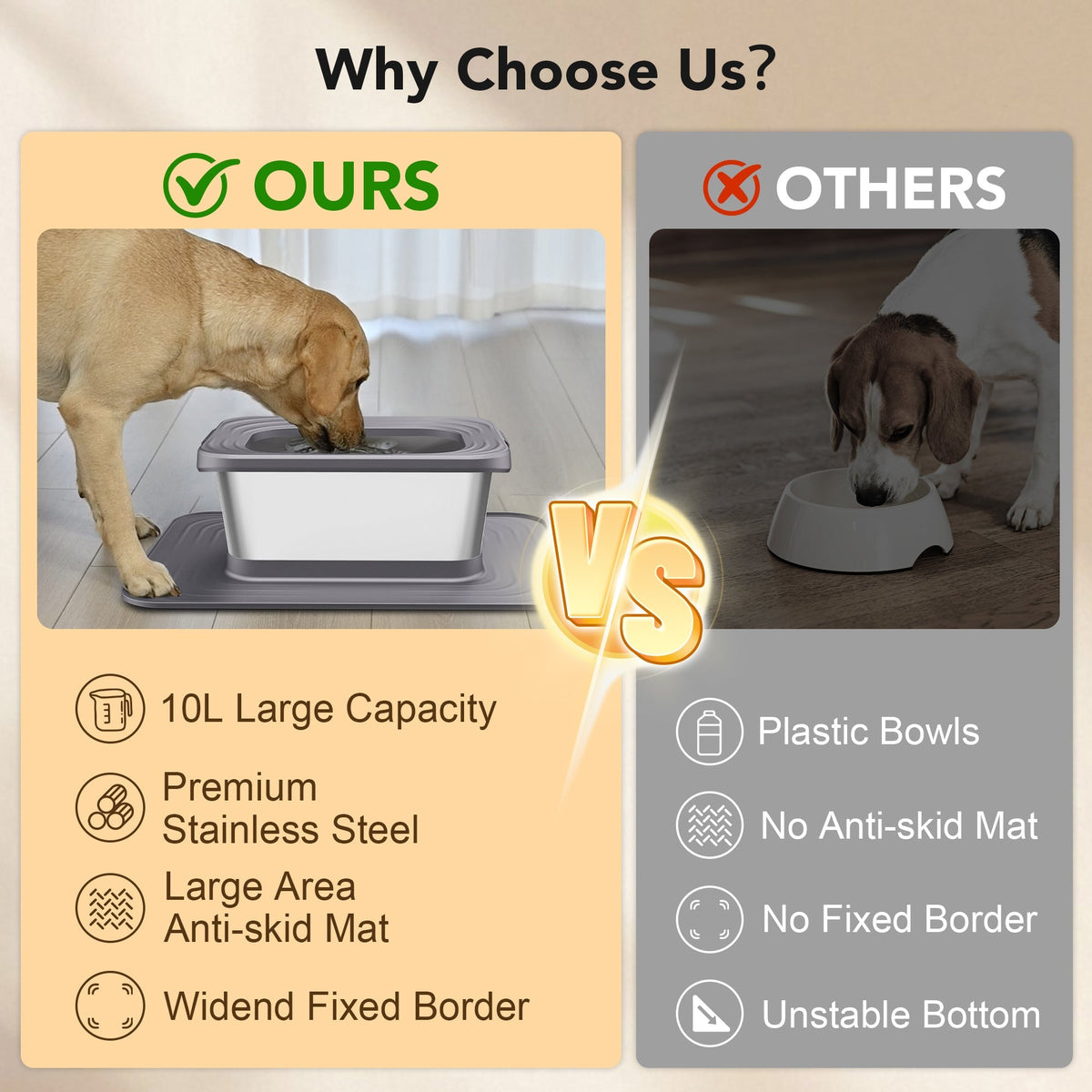 Dog Stainless Steel Water Bowl with Mat